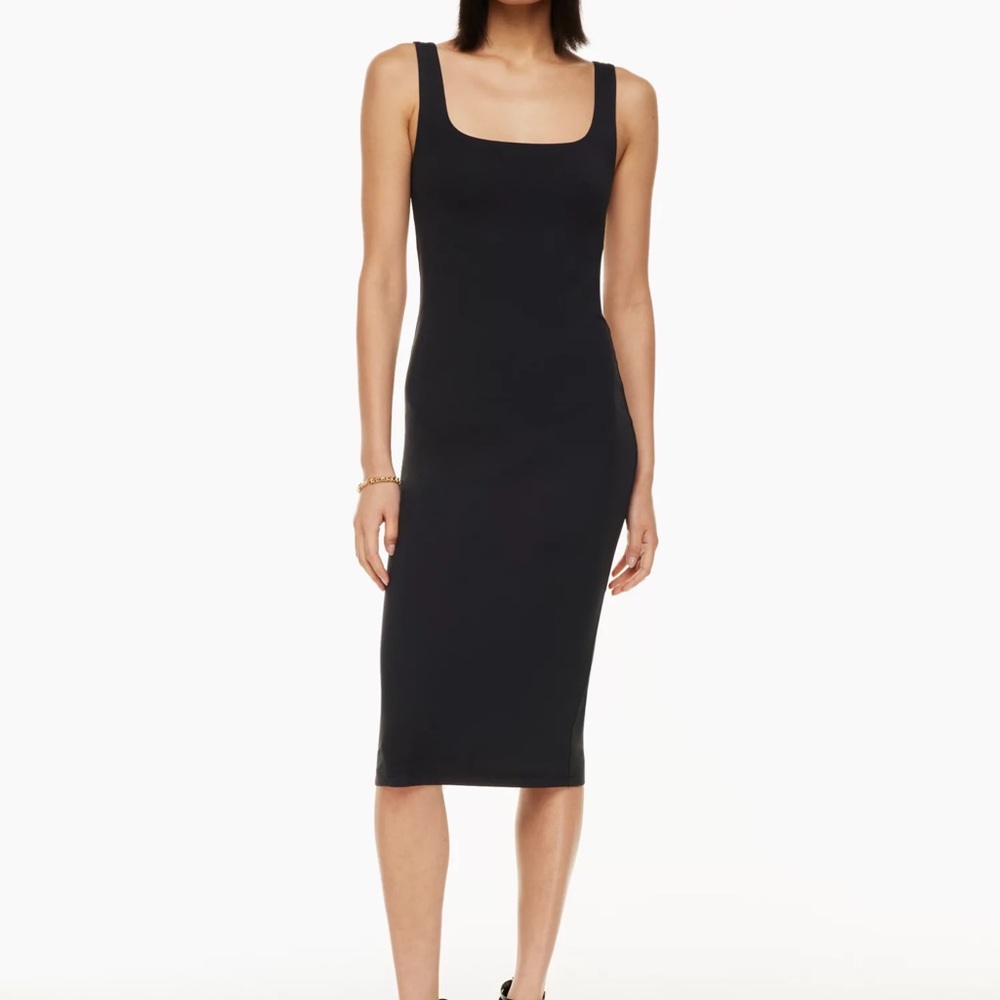 Black Babaton Contour Squareneck Midi Dress